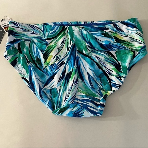 Terra & Sky Blue Green Mid Rise Tummy Control Swimsuit Bottoms Size 1X 16-18 - Picture 2 of 4